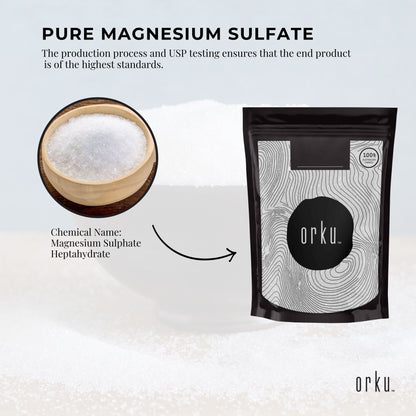 Orku 1Kg Epsom Salt - USP Grade Magnesium Sulfate Body Bath Salts