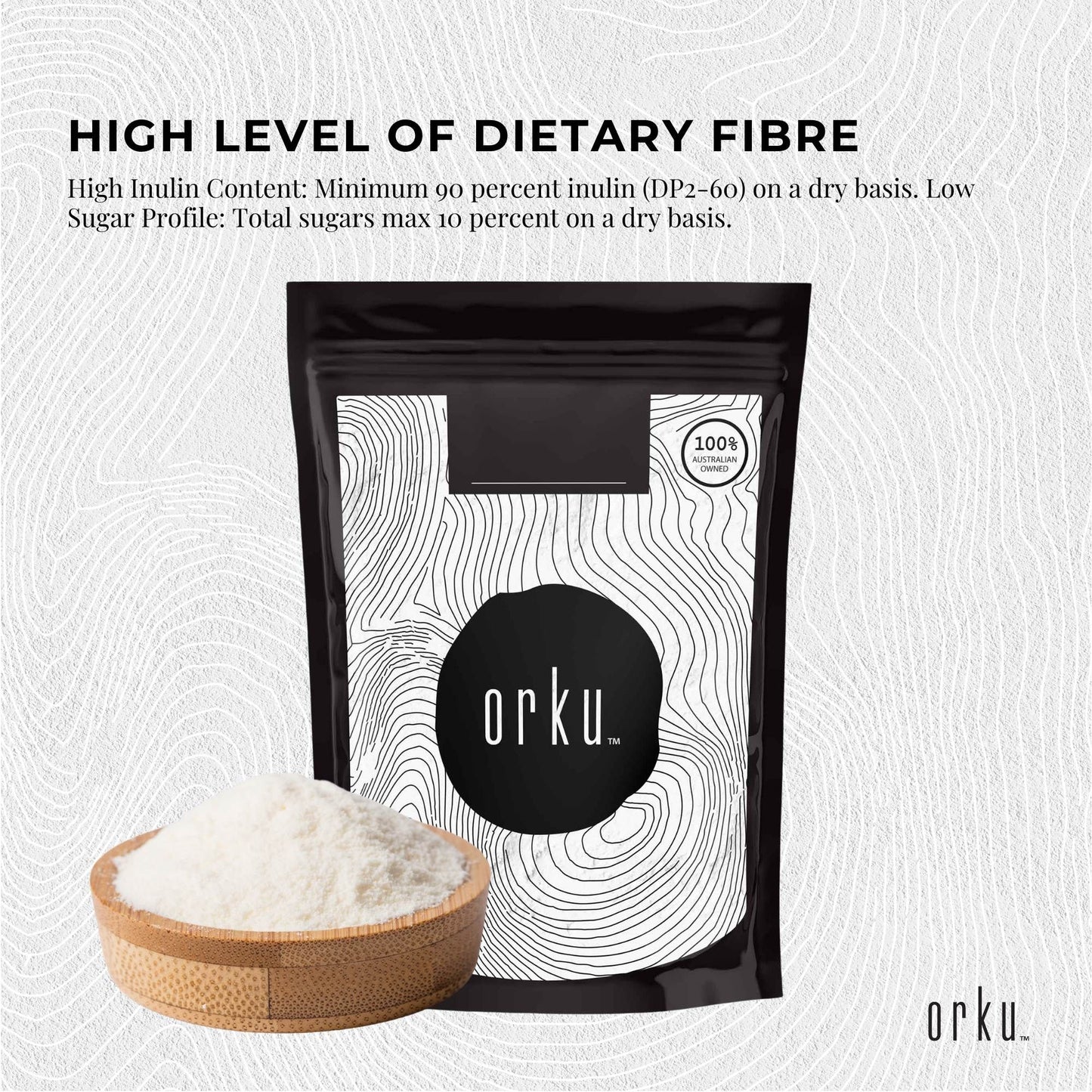 Orku 400g Chicory Root Inulin Powder - Unflavoured Natural Prebiotic Fibre