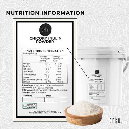 Orku 800g Chicory Root Inulin Powder Tub - Unflavoured Natural Prebiotic Fibre