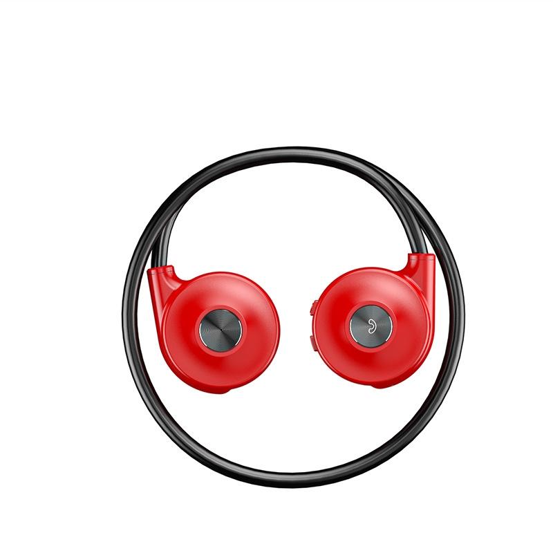 Bone Conduction Bluetooth Earphones with Stereo Vibration Speaker - Red