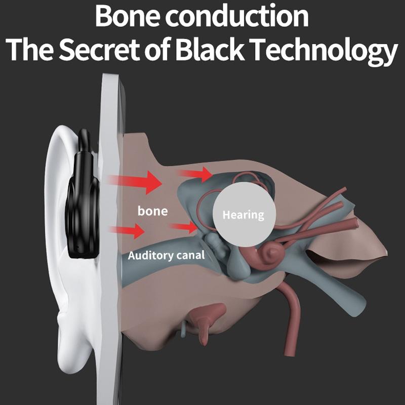 Bone Conduction Bluetooth Earphones with Stereo Vibration Speaker - Red