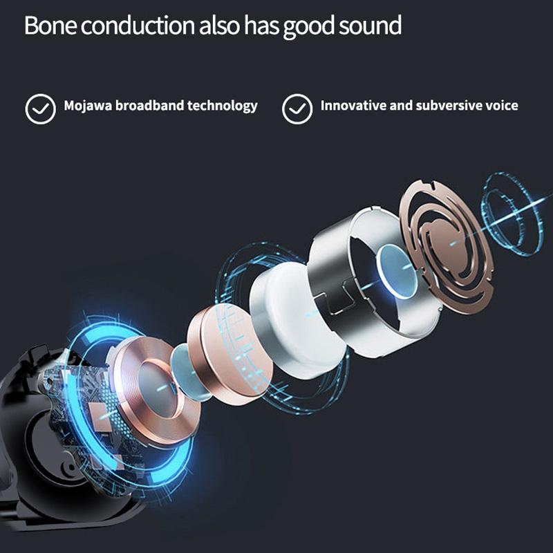 Bone Conduction Bluetooth Earphones with Stereo Vibration Speaker - Red