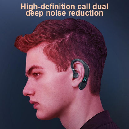 Wireless Bluetooth Earhook Earphones with Digital Display - Business Sports - Green