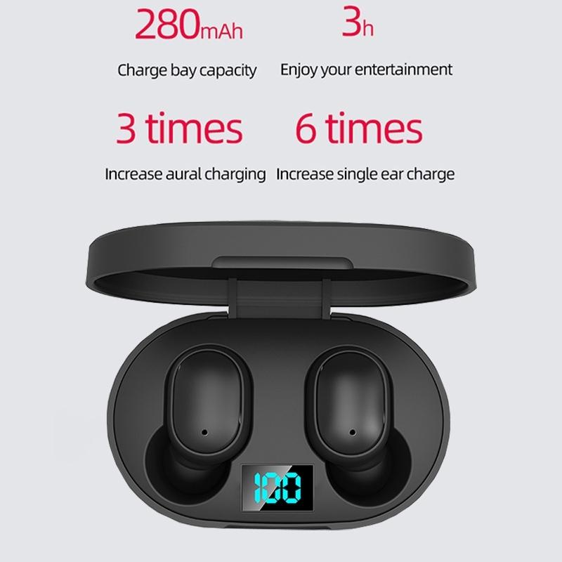 Wireless Bluetooth Earphones with E6s Led Display - Tws - Green