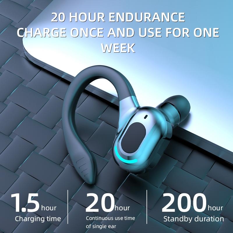 Wireless Sports Earphones - F8 Bluetooth 5.1 Ear-mounted Stereo - Black + Blue