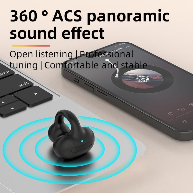 Wireless Single Ear Clip-on Bluetooth Earphone - M-s8 - Blue