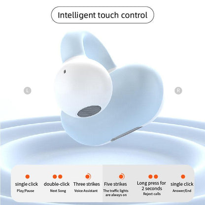 Wireless Single Ear Clip-on Bluetooth Earphone - M-s8 - Blue
