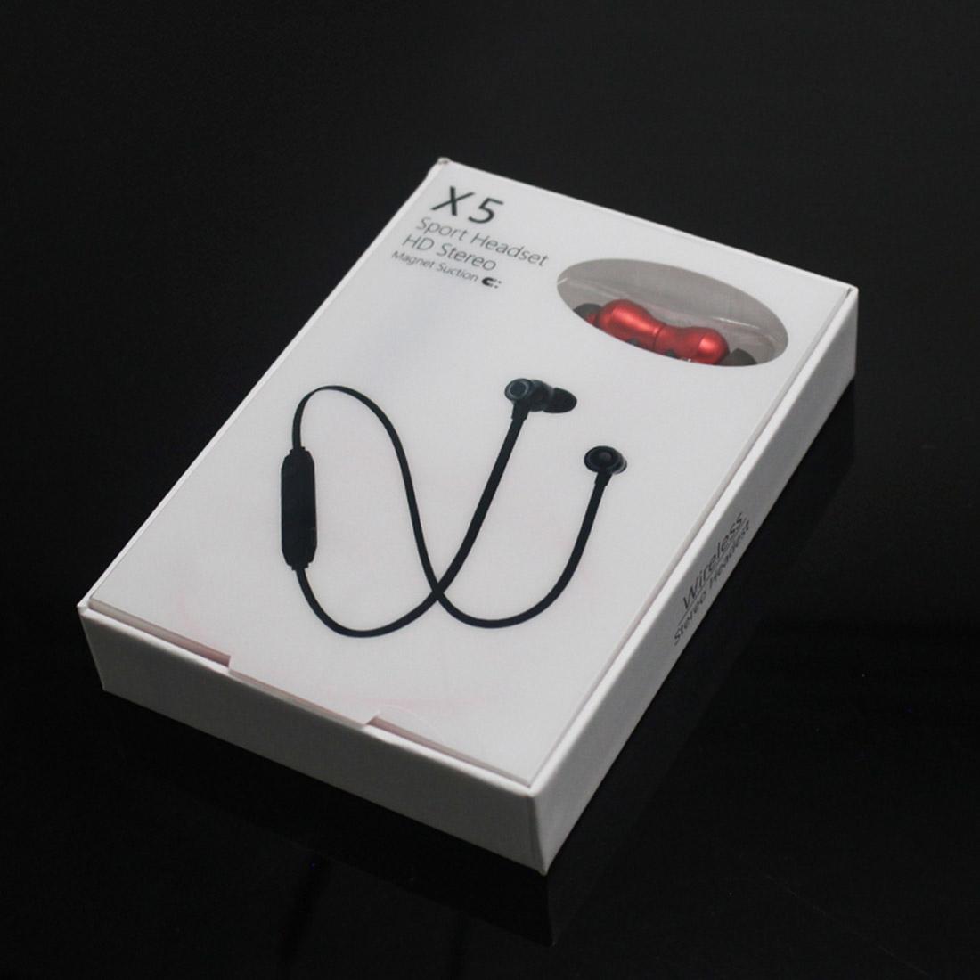 Waterproof X5 Sports Bluetooth Earbuds with Magnetic Design - Red