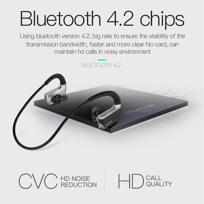 Wireless Sports Bluetooth Earphones - Binaural Hanging Type 5.0 - Silver