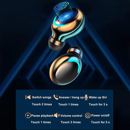 Macaron Bluetooth Earphones with Led Display and Noise Reduction - Baby Blue