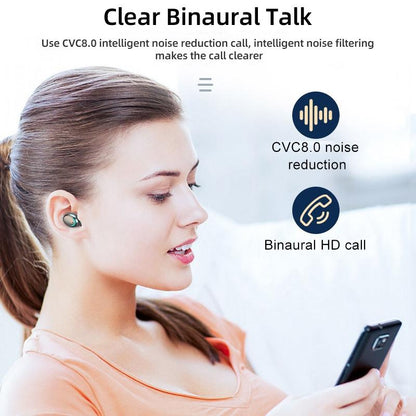 Macaron Series Bluetooth Earphones with Breathing Light & Noise Reduction - Baby Blue