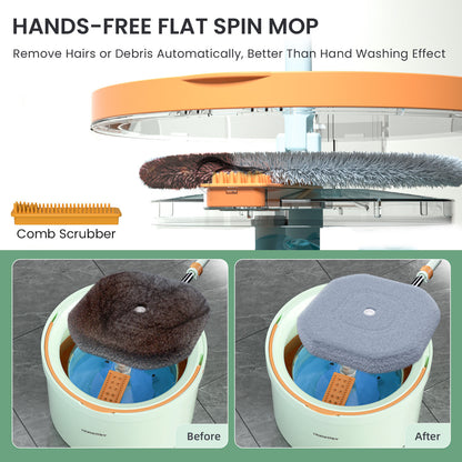 Premium Microfiber Round Mop Bucket Set w/ Clean & Dirty Water Separation 360 Degree - Light Green