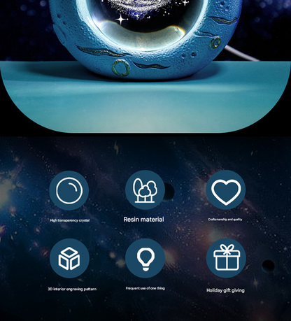 Celestial Ring LED Crystal Ball Lamp - 3D Engraving, Unique Gift (Carnation)
