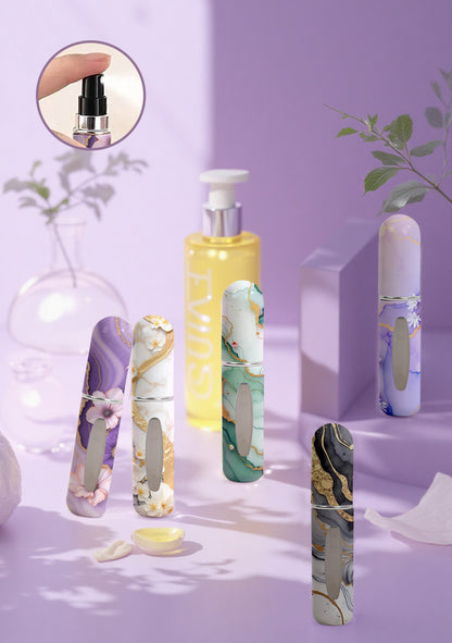 Black Chic Marble Travel Perfume Atomizer Set (3-Pack) - 5ml Leakproof Bottom-Fill Spray Bottles