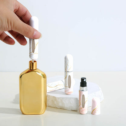 Black Chic Marble Travel Perfume Atomizer Set (3-Pack) - 5ml Leakproof Bottom-Fill Spray Bottles
