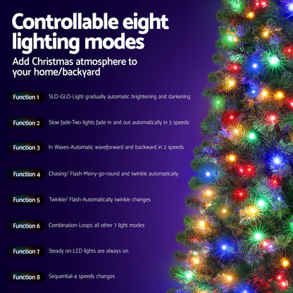 Jingle Jollys Christmas Tree 1.8M LED Corner Xmas Tree Half 8 Modes Multi-color